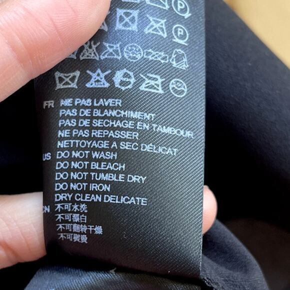 Sandro Paris Embroidered Faux Wrap Midi Black Ruffled Dress Size 1 Small FR 36 - Picture 10 of 12